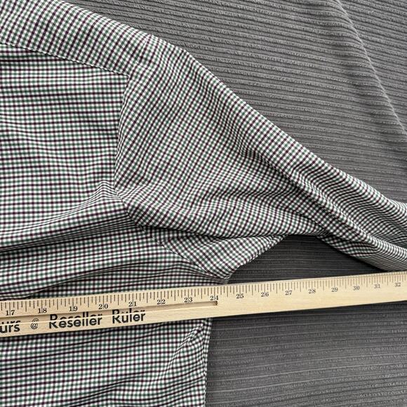 Mizzen Main Shirt Mens XL Trim Fit Green Burgundy Plaid Performance Stretch USA - Picture 4 of 9